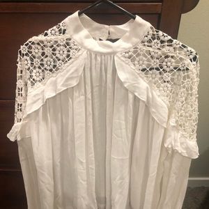 Free People White Blouse with lace / eyelet detail